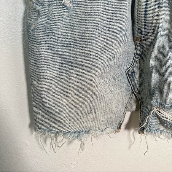 Zara Trafaluc Cut Off Denim Mini Skirt Acid Wash - Picture 6 of 14